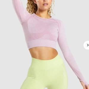 Gymshark NWOT Flex Sports Long Sleeve Crop Top -Light Purple Marl - Small